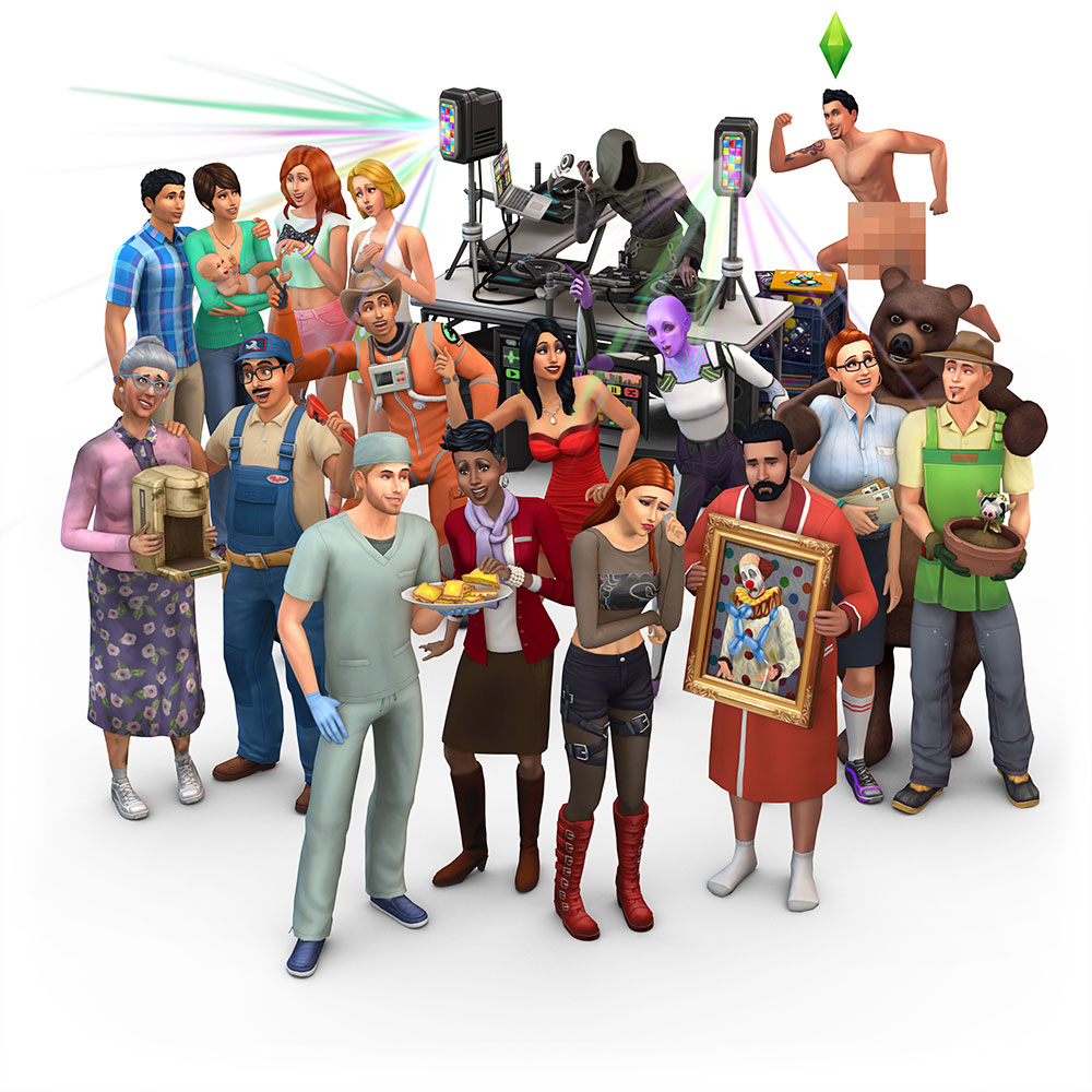 Alcuni personaggi di The Sims. Artlang in questione è lo Simlish